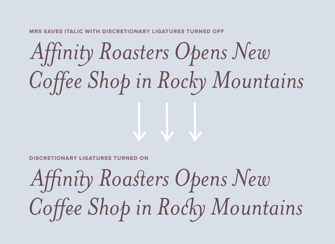 Discretionary ligatures turned off vs discretionary ligatures turned on